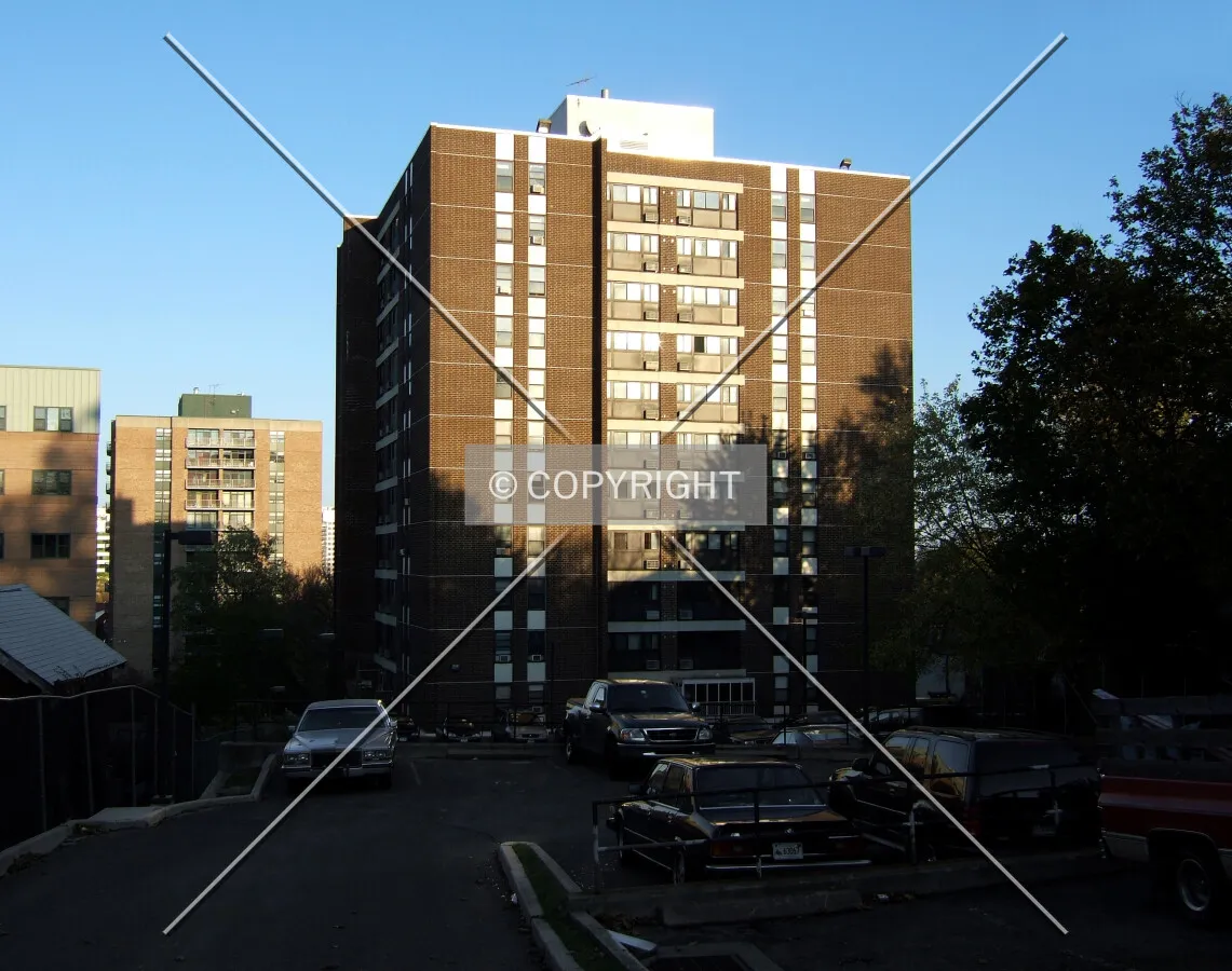 View from the west with the Martin Luther King Apartments at background left