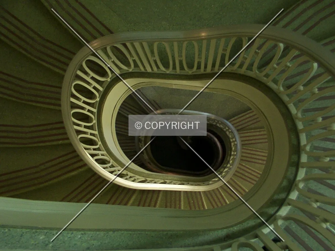 Spiral staircase in the southwest corner