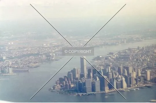 View from air looking north to Manhattan
