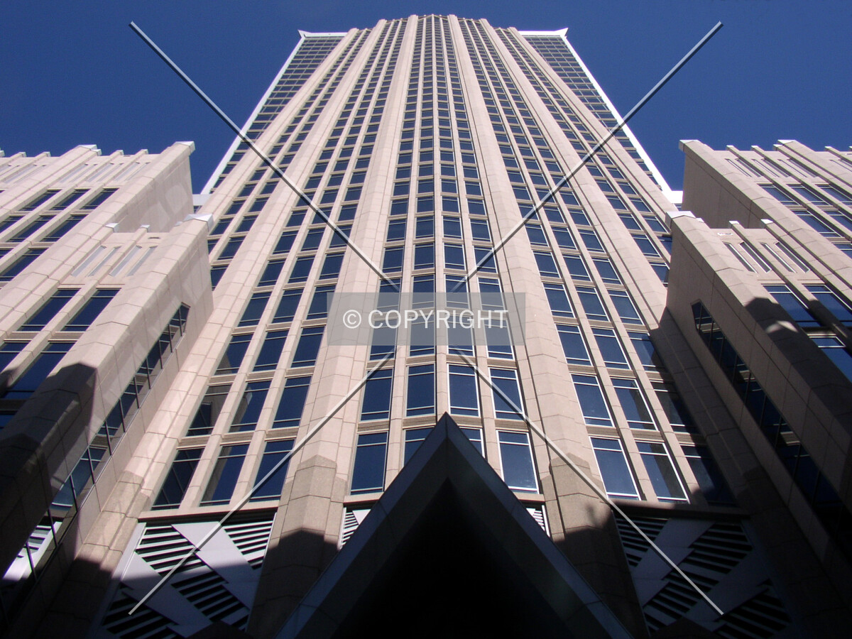 Looking up the eastern façade from North College Street below