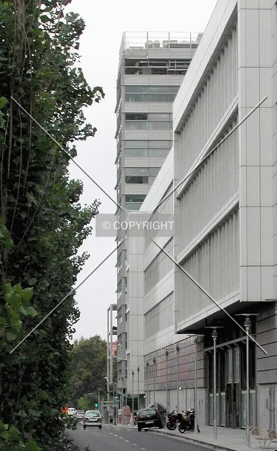 View of the building from a nearby shopping mall