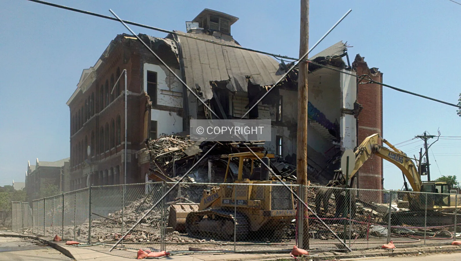 From the northwest during demolition, Monday, July 23, 2012
