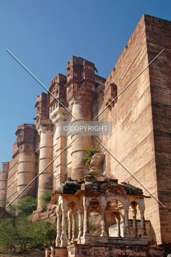 Looking up at the fort walls
