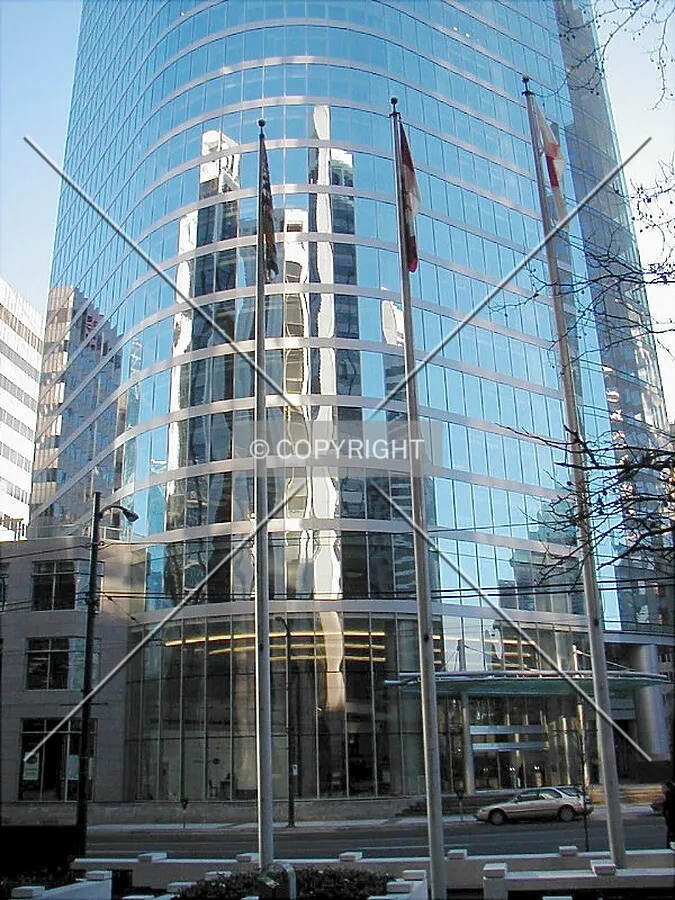 View of main entrance on Burrard Street shortly after opening