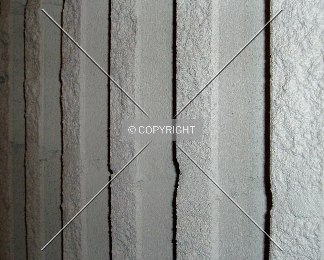 Close-up of the grooved facade