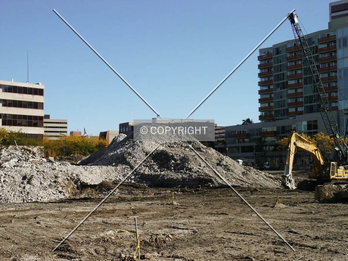 Looking southeast from Benson Avenue across the demolished garage