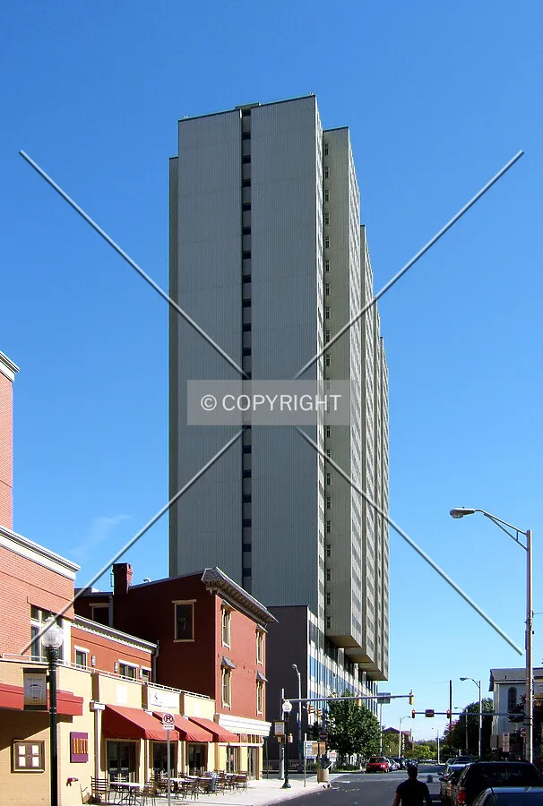 View from the northwest along 3rd Street