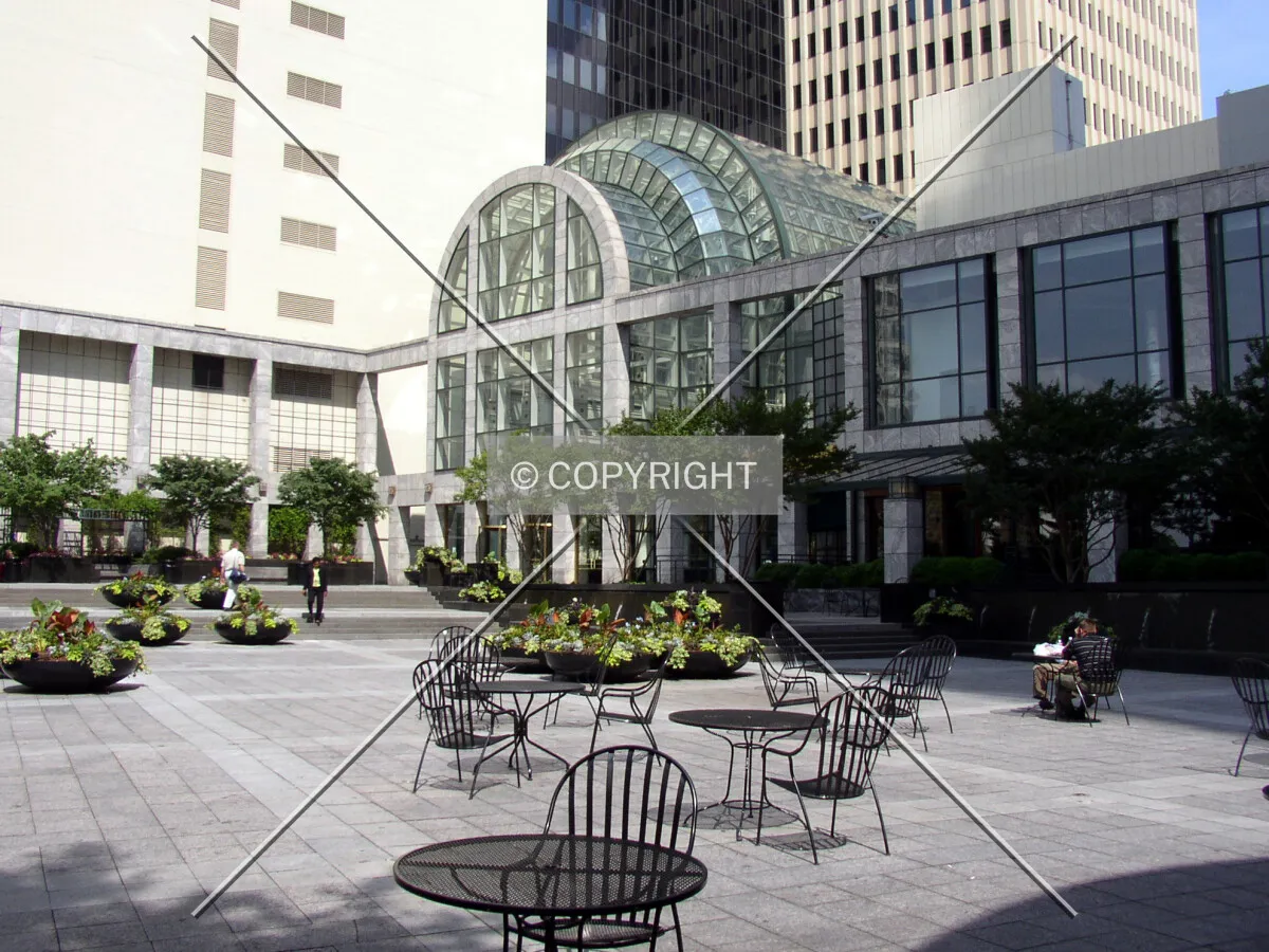 Plaza and atrium entrance off South Tryon Street
