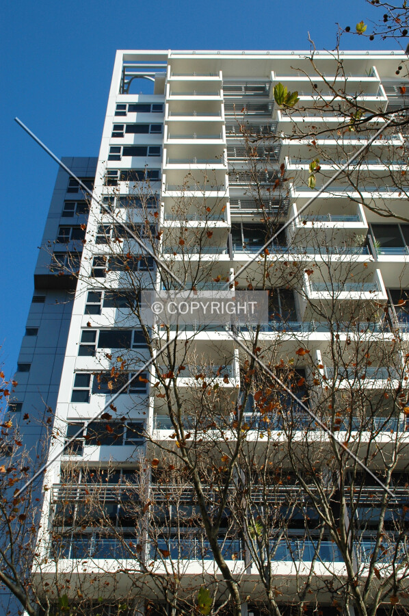 Looking up the southeast corner