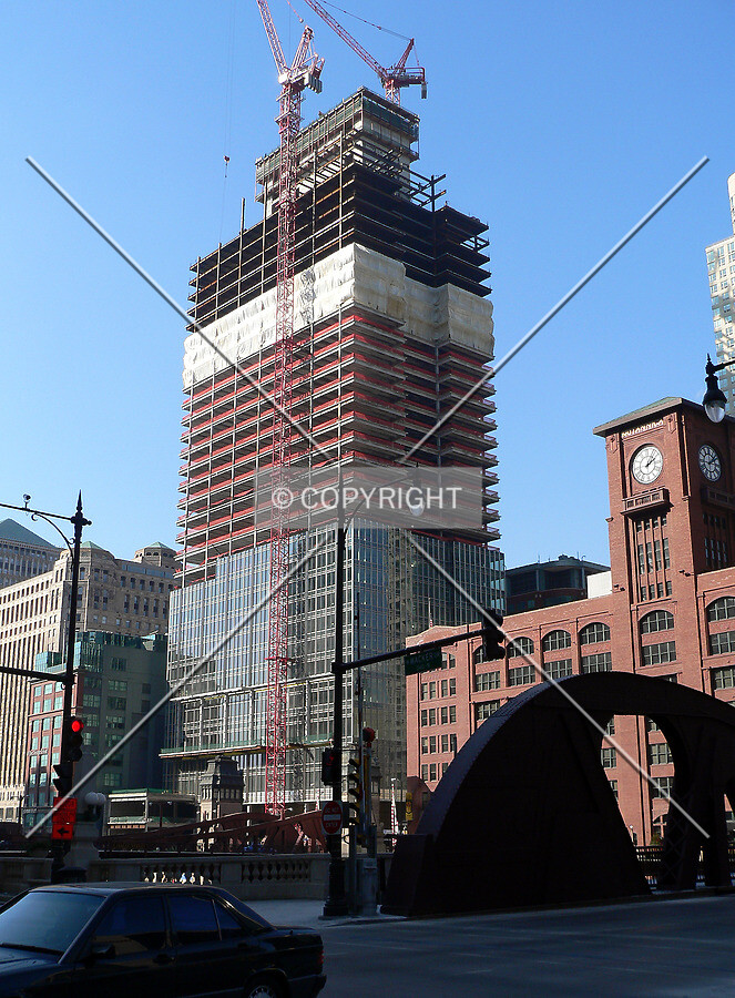 View to the northwest from Wacker Drive at Clark Street