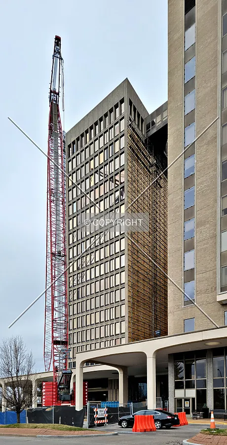 From the southeast during demolition; March 13, 2021