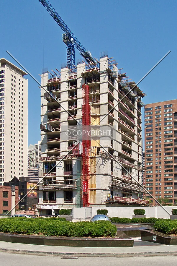 View from the southeast during construction