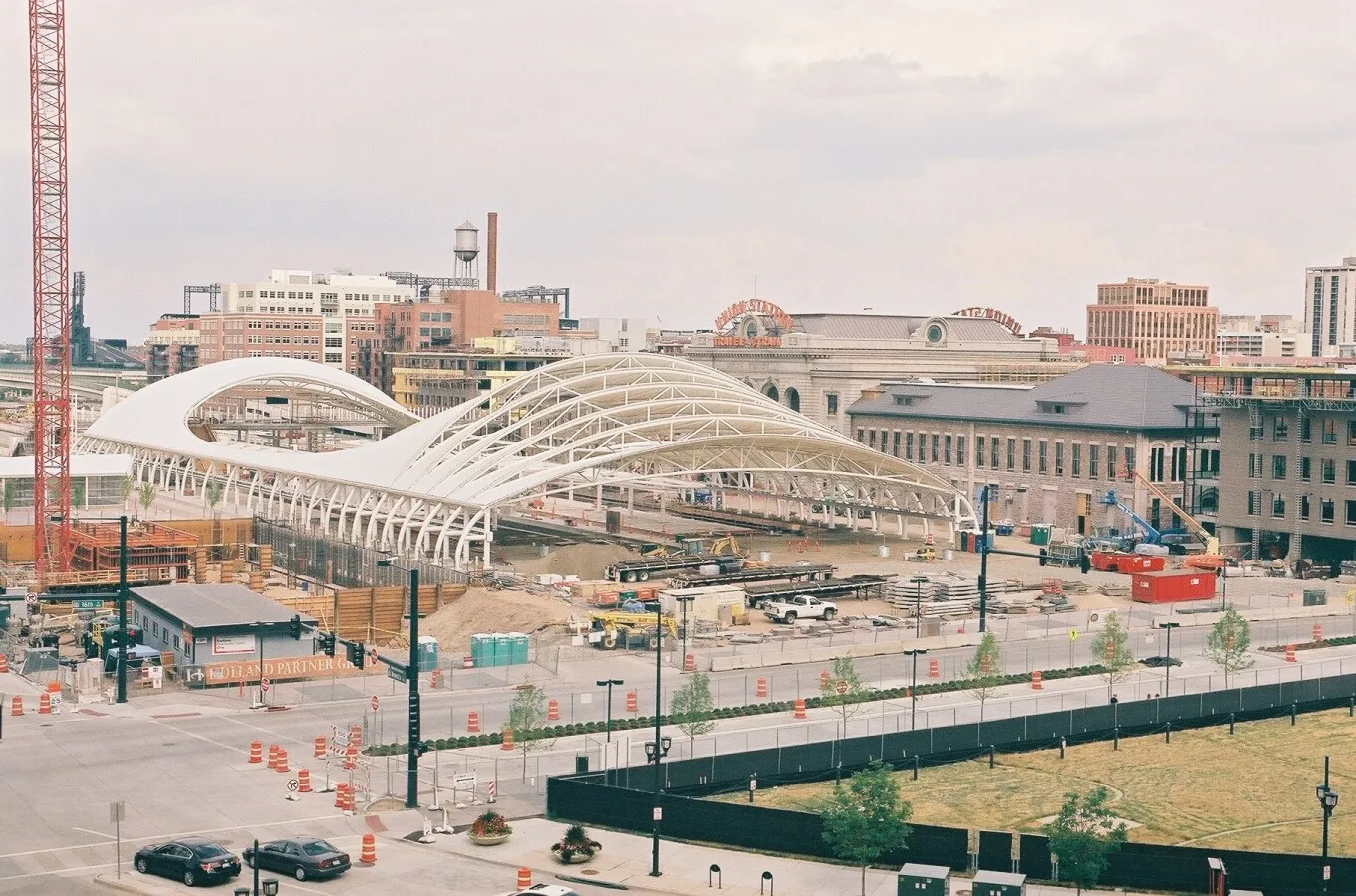 Elevated view of the new train canopy