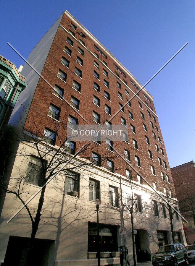Looking up the western facade