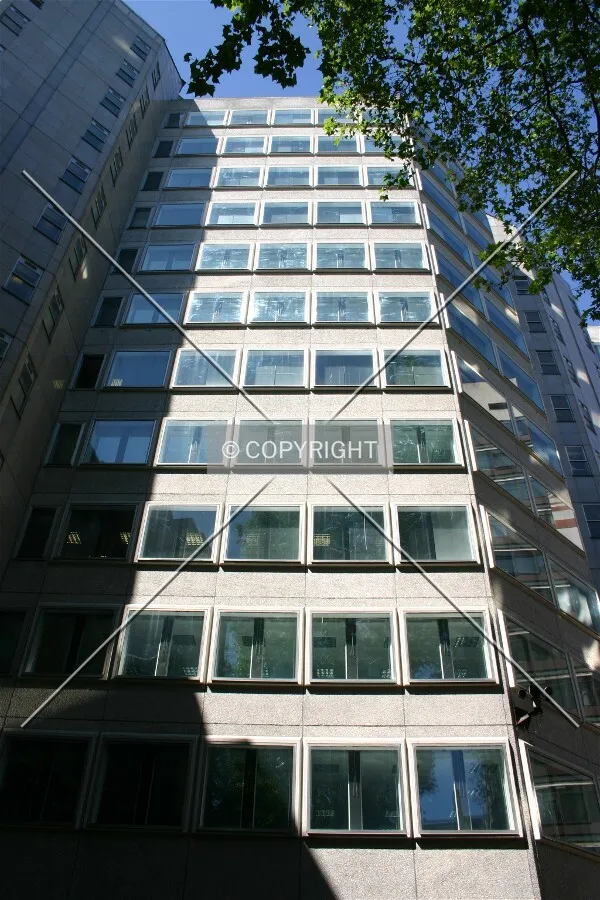 Looking up at the façade