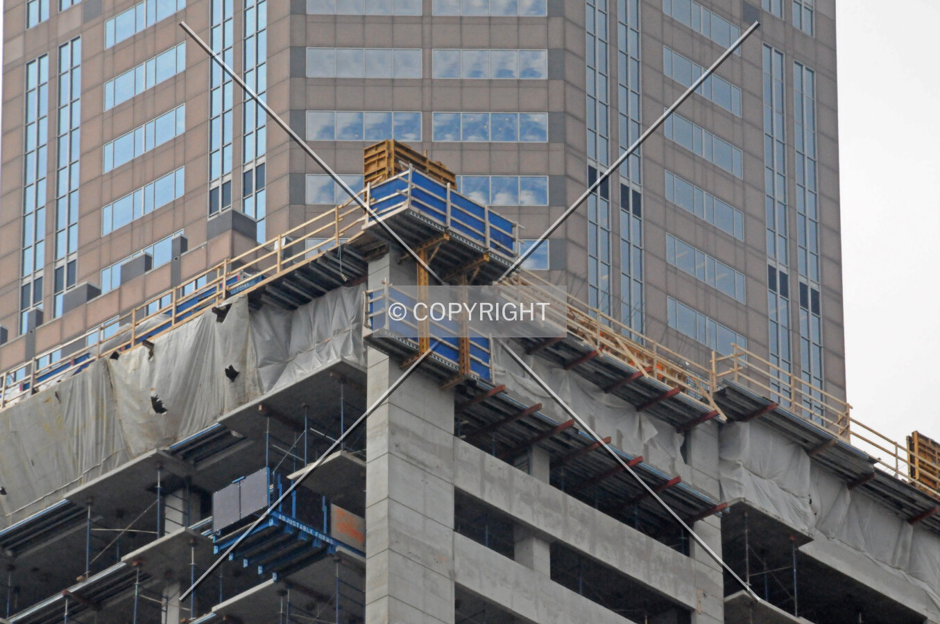 Top of the present structure at the southeast corner