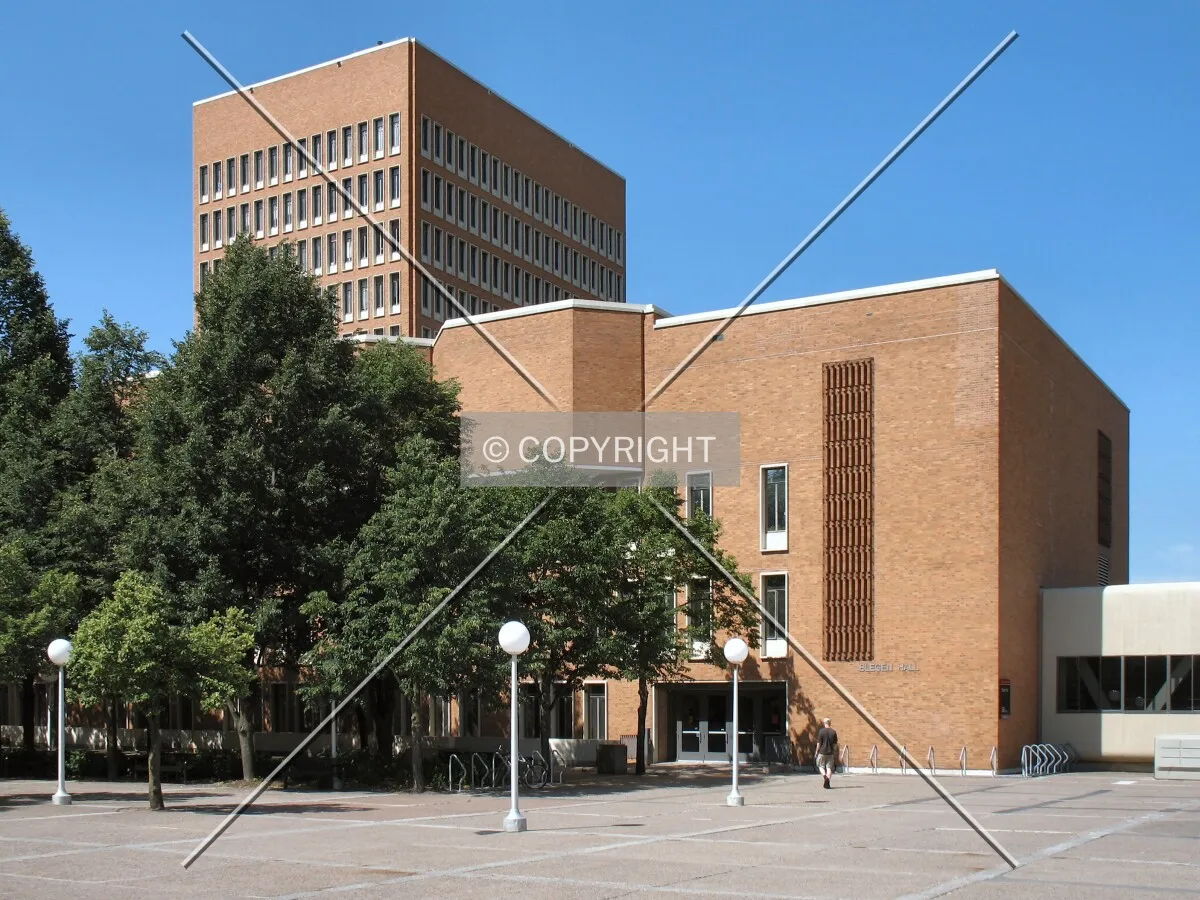 Northeast corner with Heller Hall rising behind