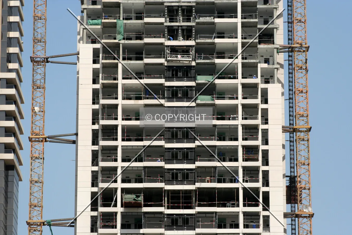 View of the facade progress