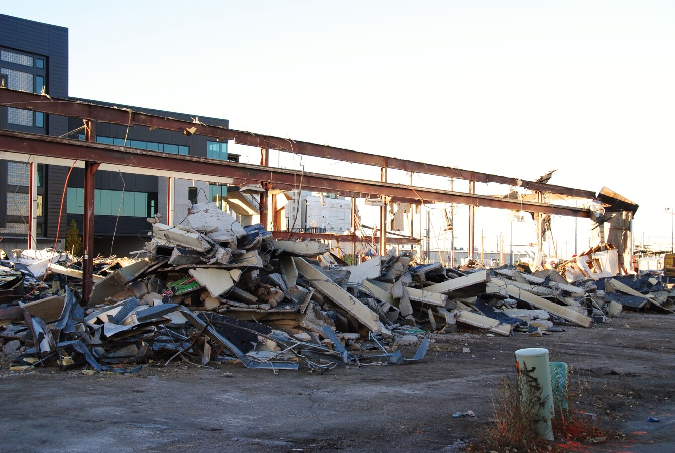 Demolition and site clearing in progress