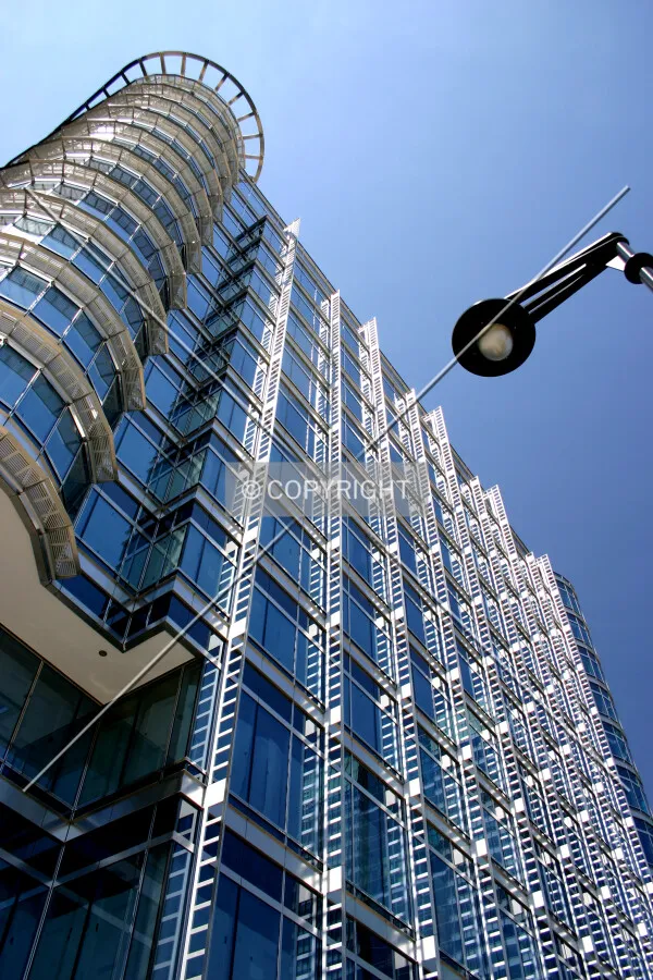 Looking up at the east façade