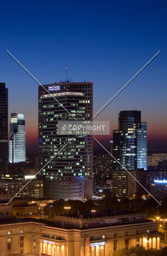 WFC and TP S.A. Tower by night