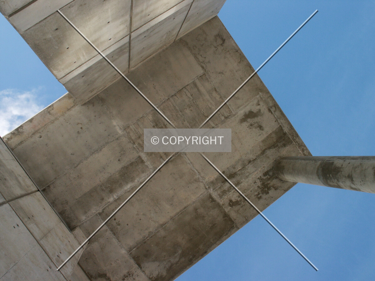 Looking up at the overhang and column