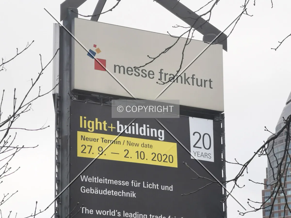 light+building advertisement showing a new date for the fair - which was postponed because of corona virus