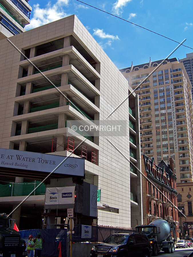 Looking south along the west side of the base on Wabash Avenue