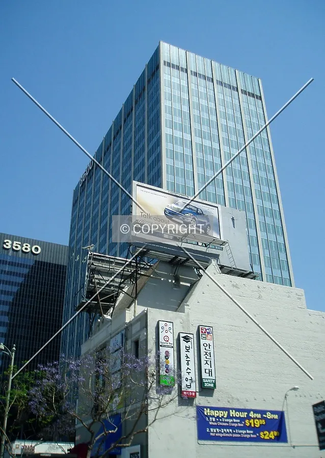 From the northwest on Wilshire Boulevard