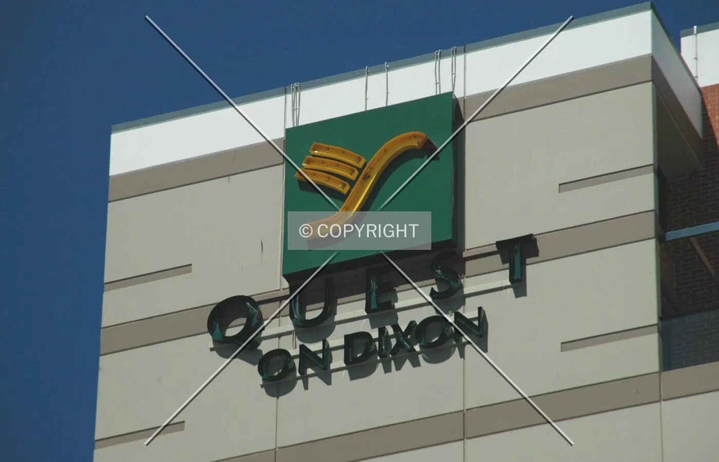 The building sign on the north facade