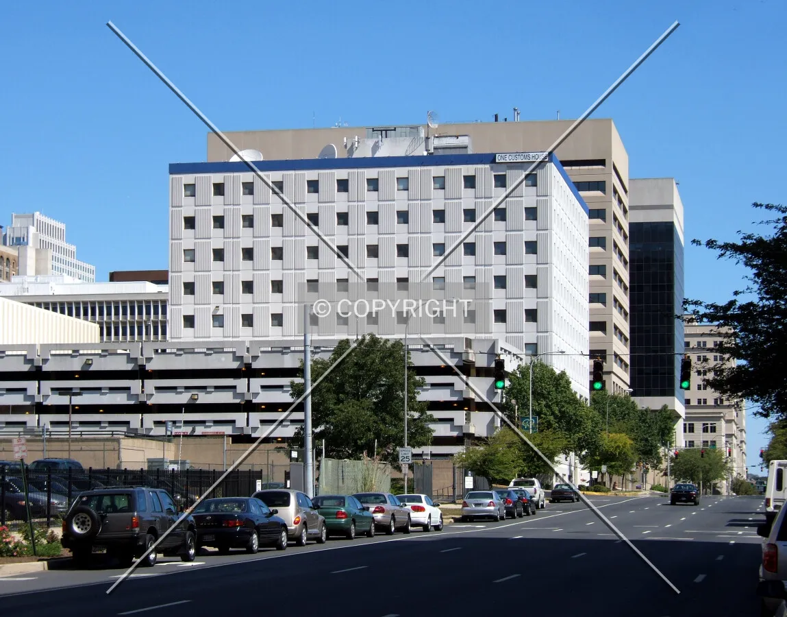 View from the southwest along Walnut Street