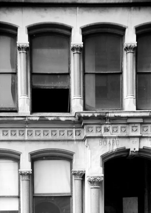 View from the south of windows and columns
