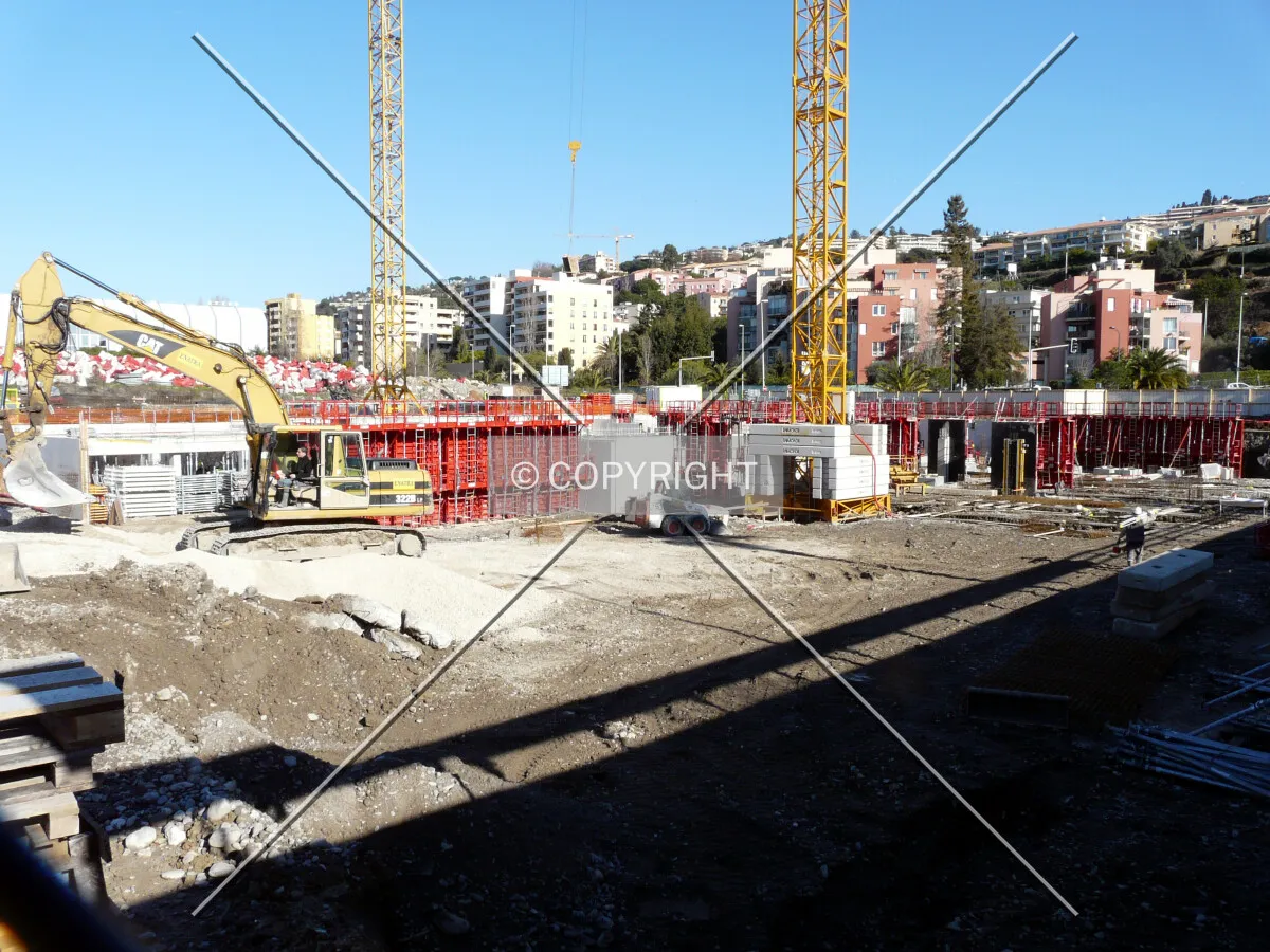 View of the parking level from the west
