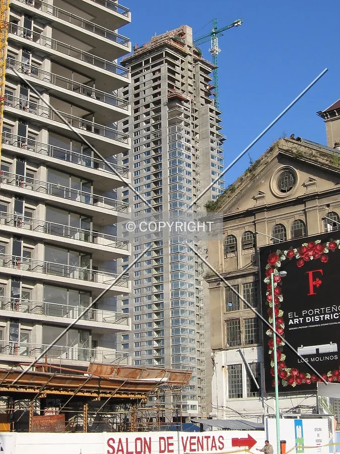 View from northwest, at left el mirador de puerto madero building and at right el molino building