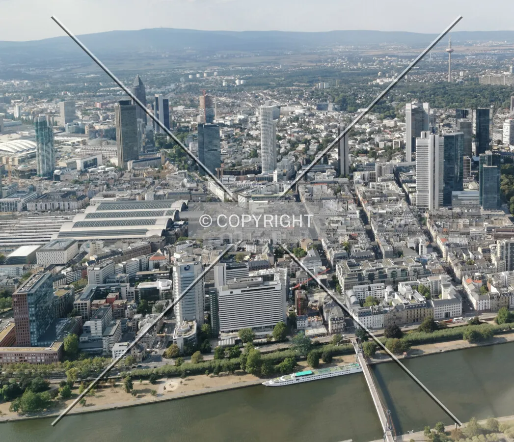 Flight with a helicopter over Frankfurt