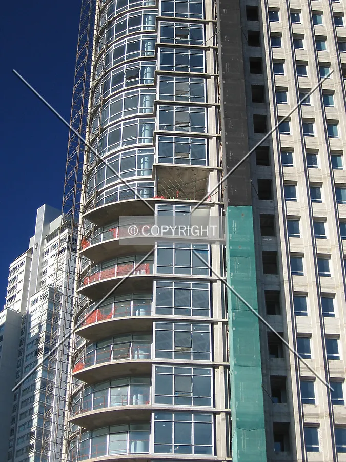View of the first floors where are colated the balconies