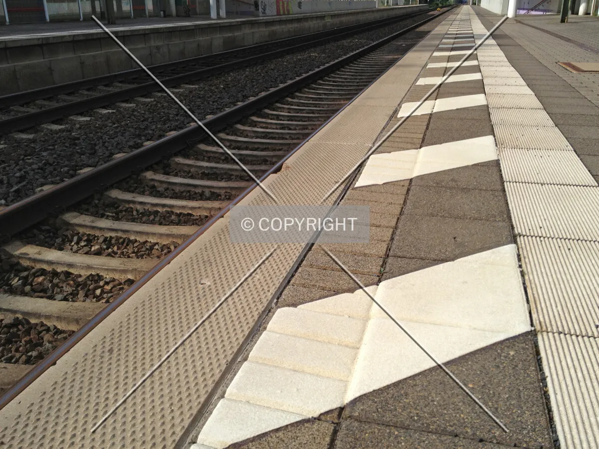 Do not stand here - area marked on a metro platform to keep passengers away when trains pass the train station
