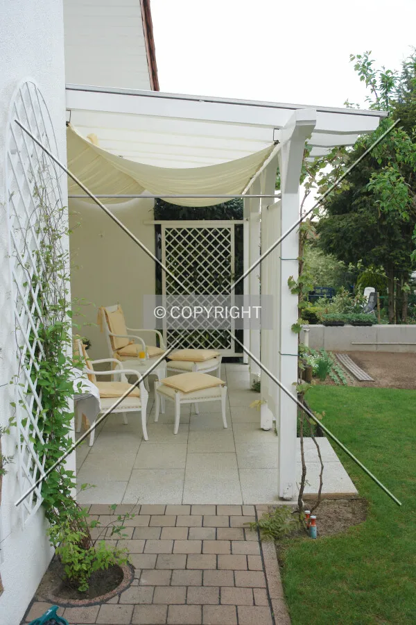 A roofed terrace made of wood