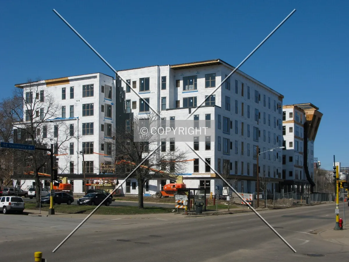 View to the west across University Avenue SE
