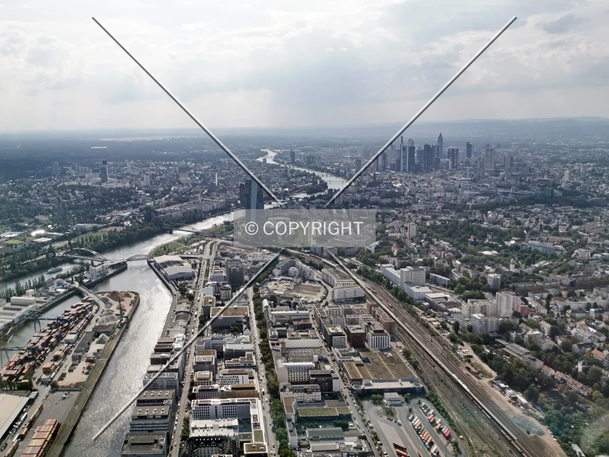 Flight with a helicopter over Frankfurt