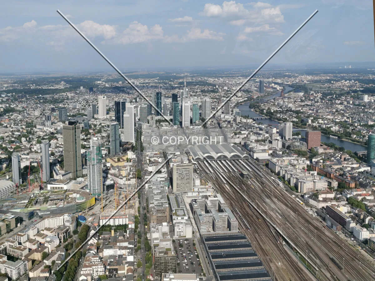 Flight with a helicopter over Frankfurt