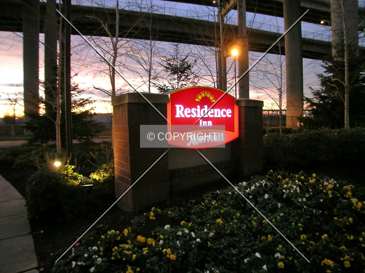 Building sign at sunrise
