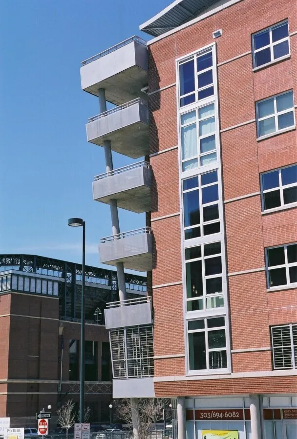 Balconies on the south corner