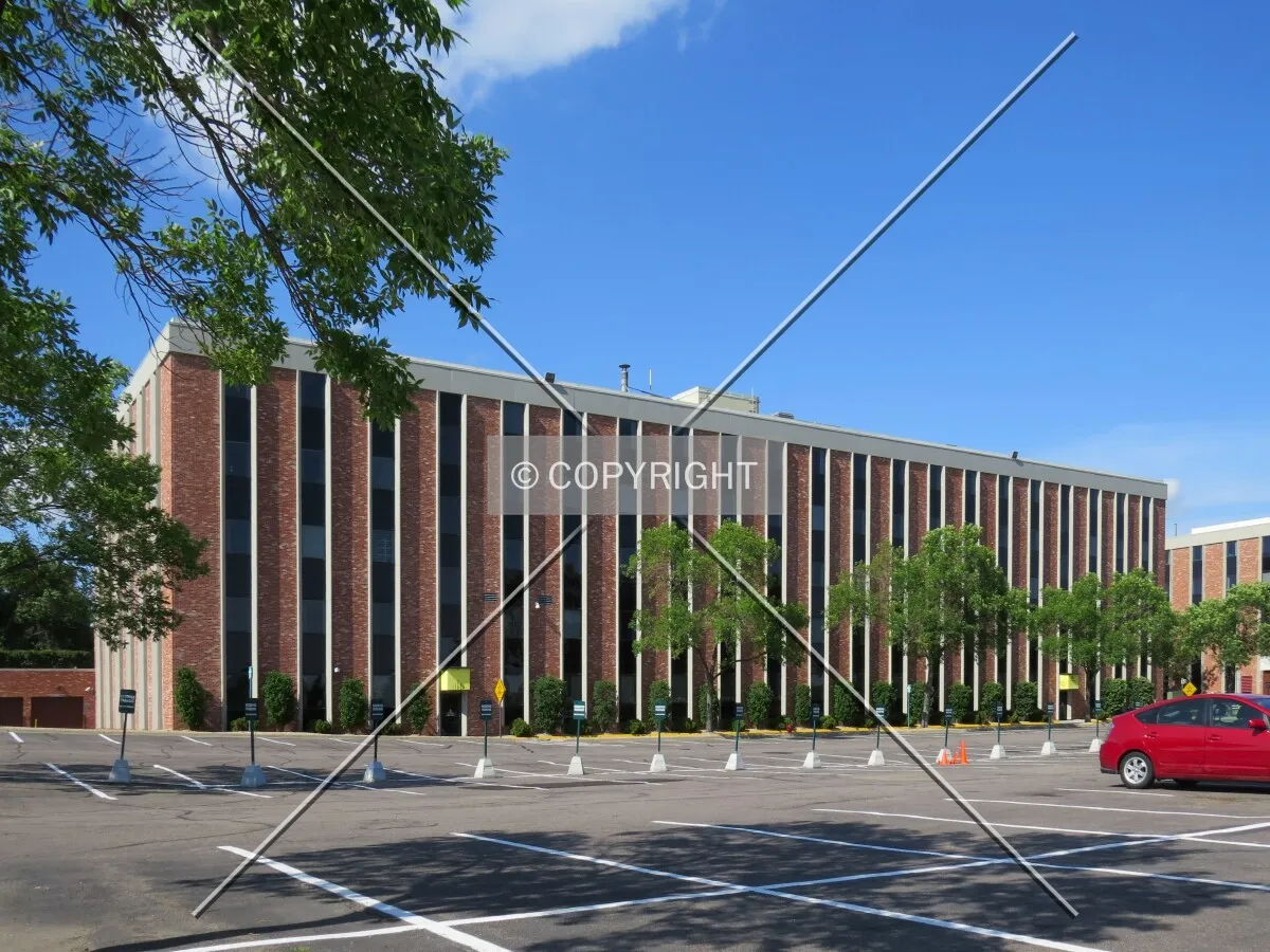 View to the northeast across the parking lot