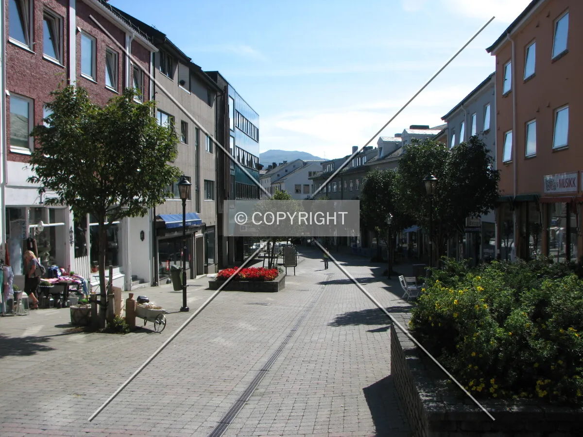 View down the main pedestrian street