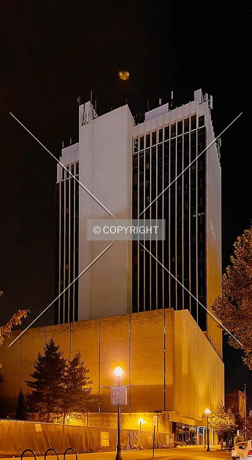 From the southeast at night; September 28, 2019