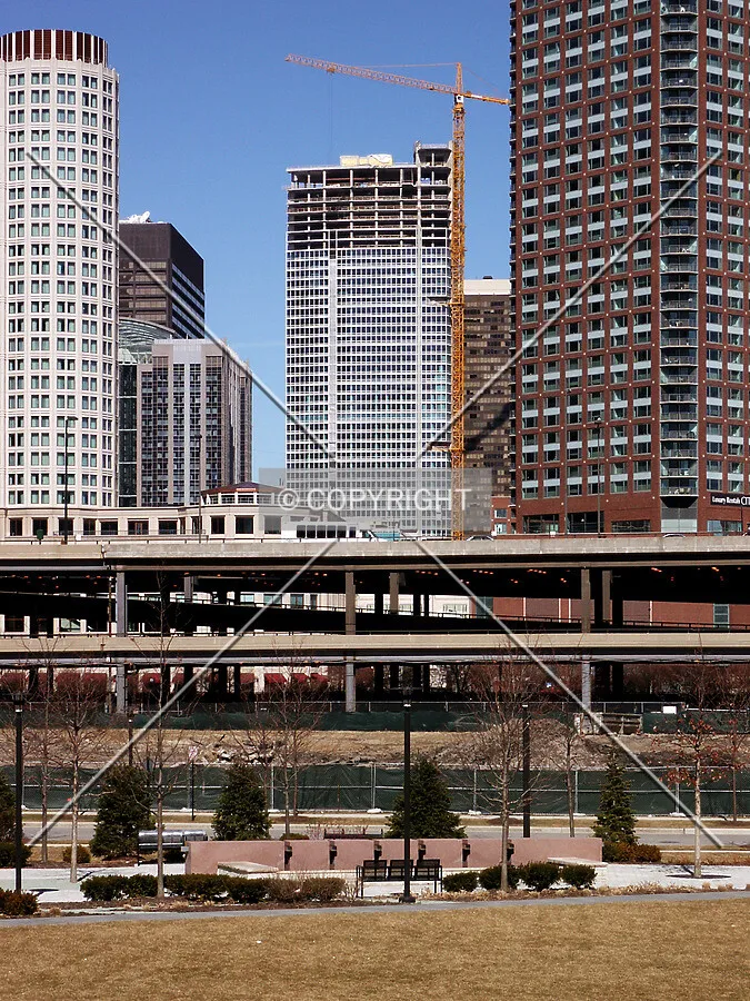 Looking north from Lakeshore East Park