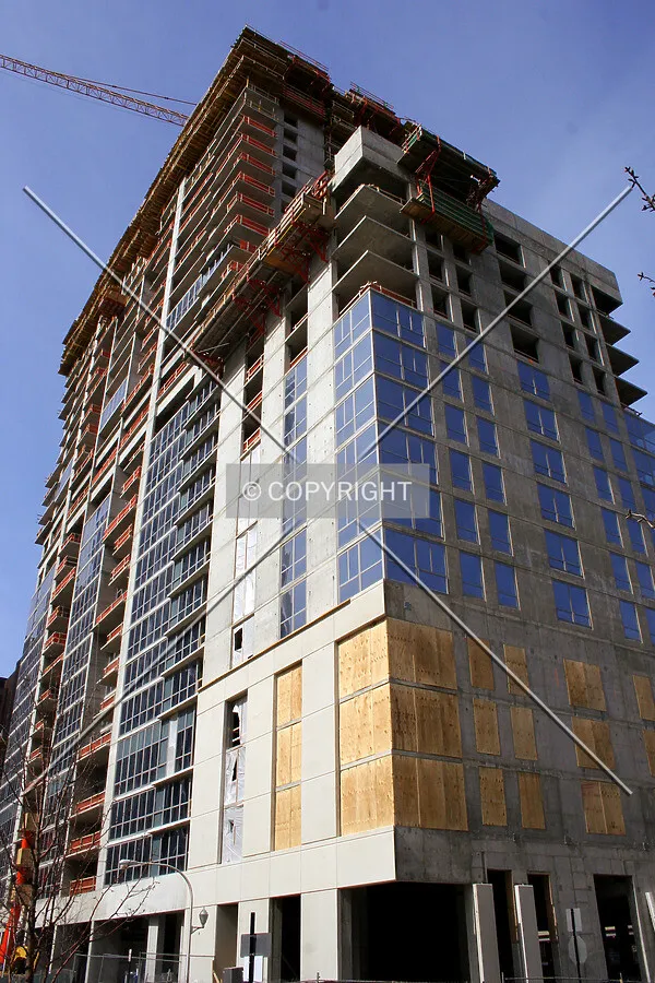Looking up the southeast corner