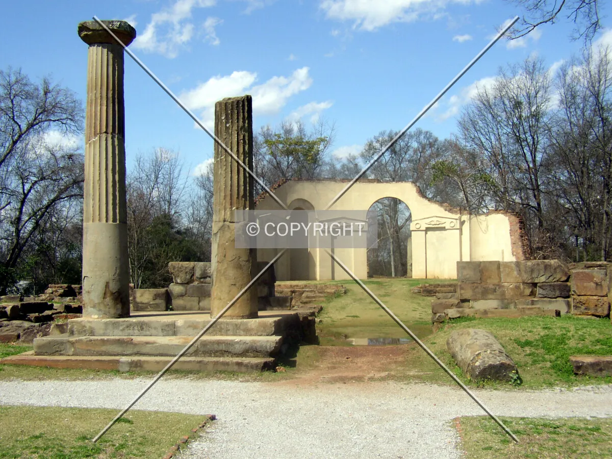 Looking north towards the capitol park ruins