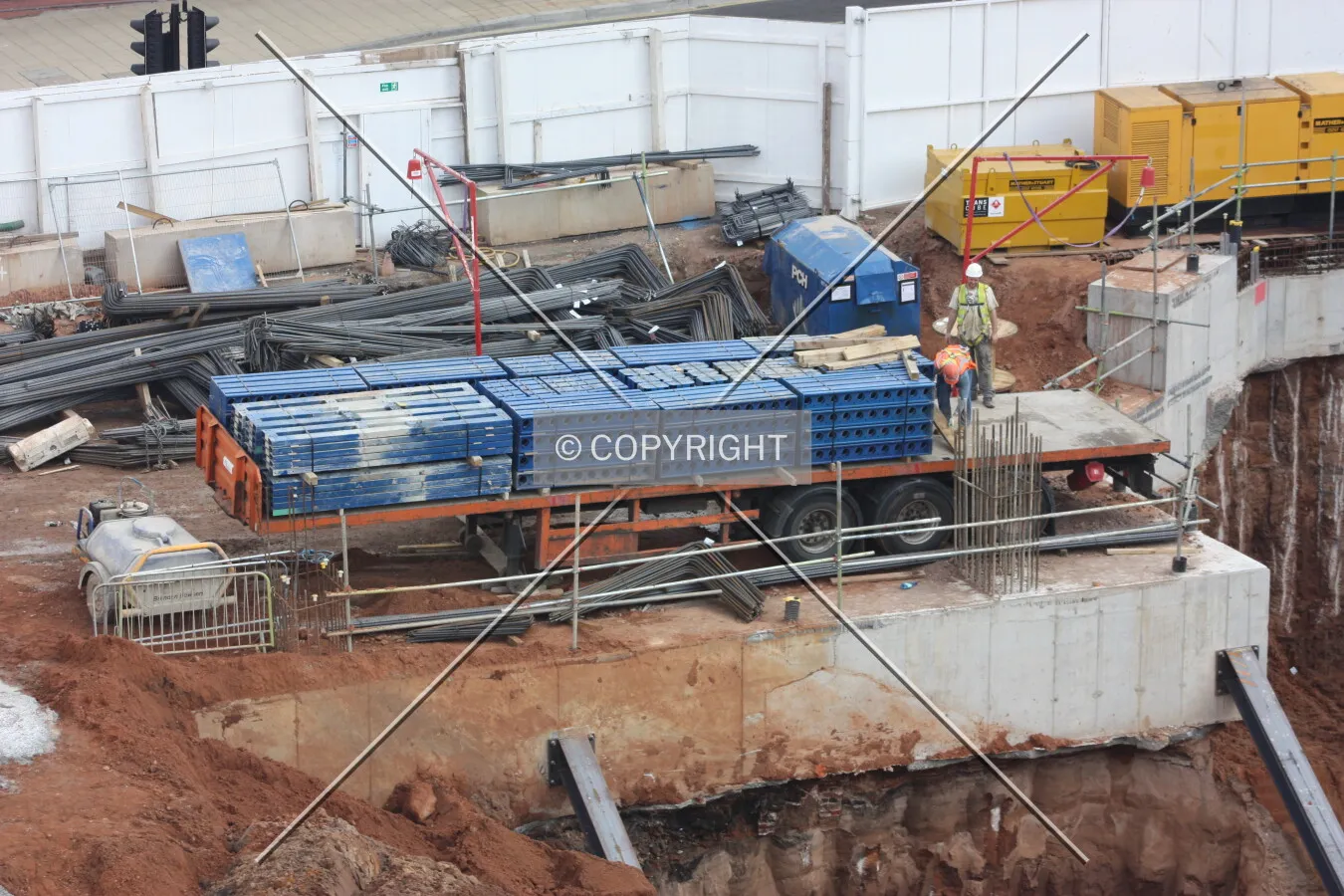 Looking down into the site